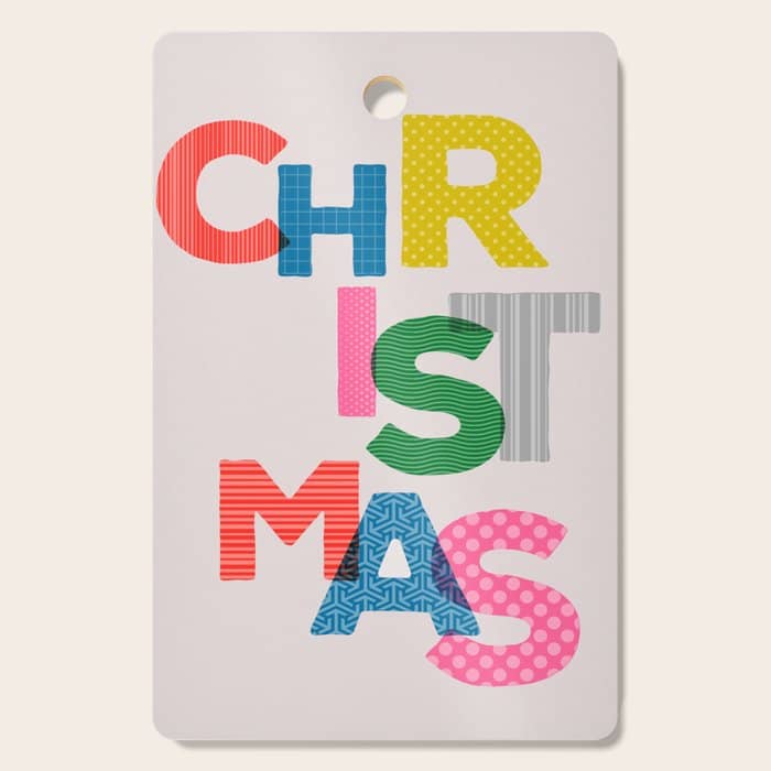 Christmas Colorful Typography Cutting Board