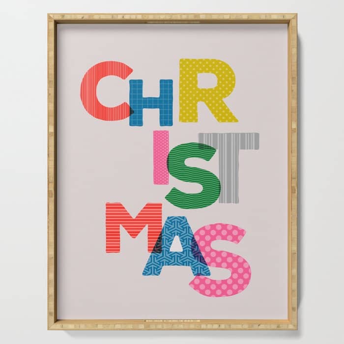 Christmas Colorful Typography Serving Tray
