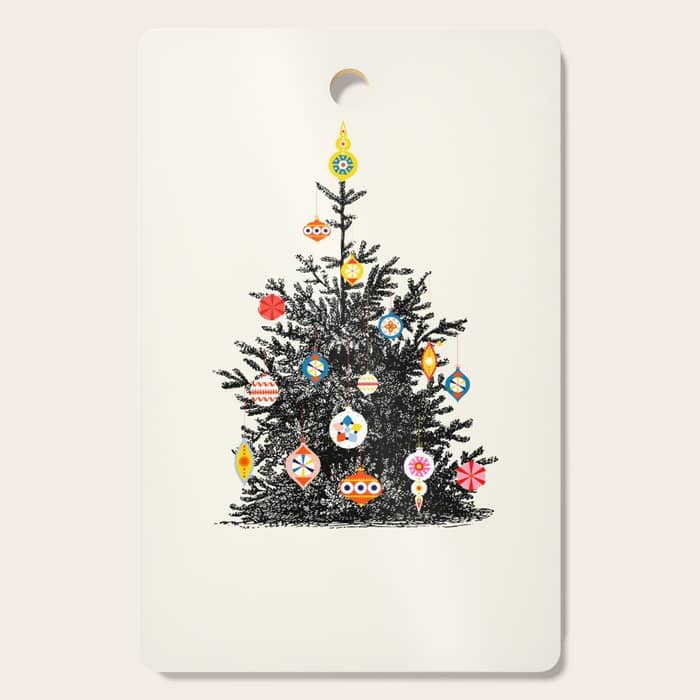 Retro Decorated Christmas Tree Cutting Board
