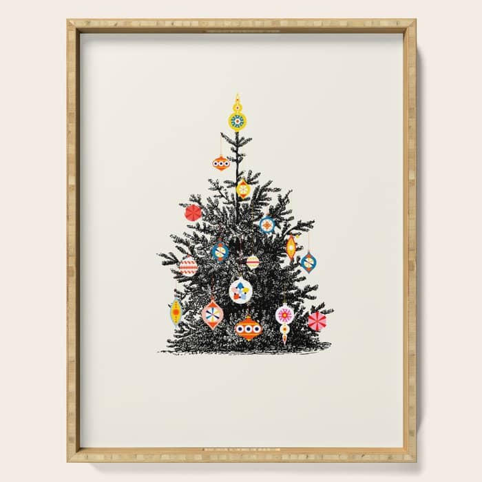 Retro Decorated Christmas Tree Serving Tray