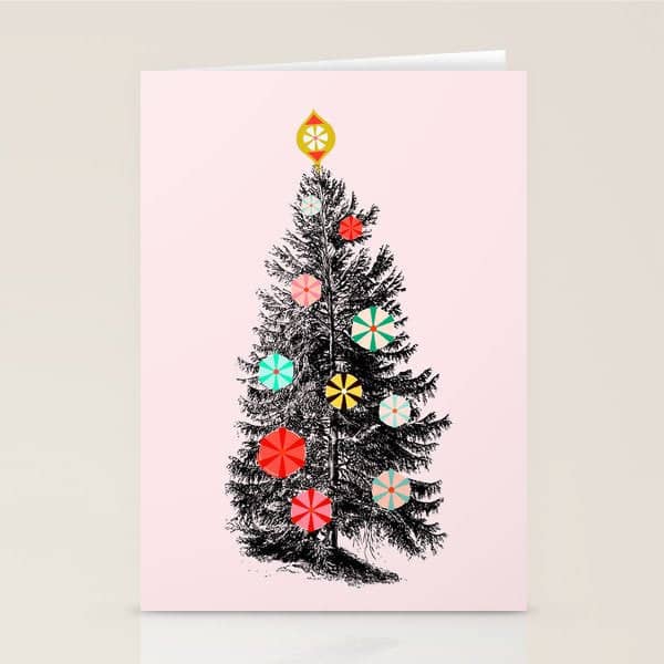 Retro Christmes Tree No2 Stationery Card