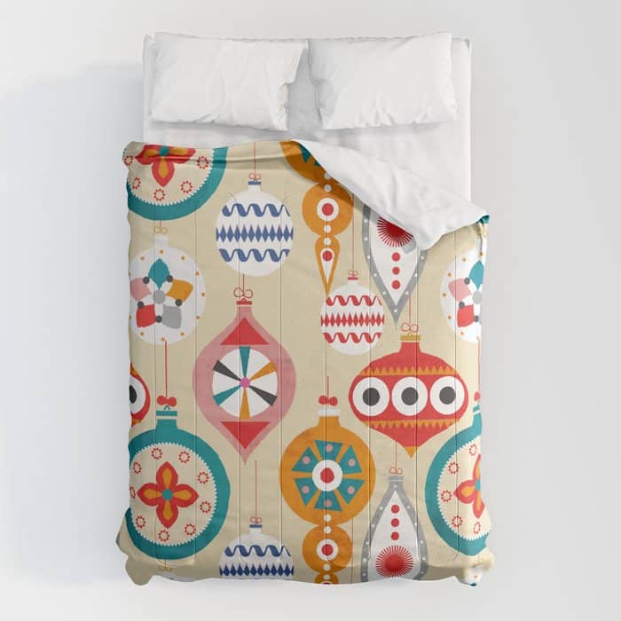 Retro Christmas Ornaments Pattern Comforter