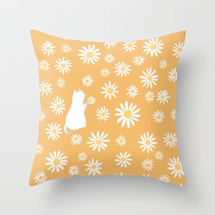 Hidden Cat 44 Flowers Fall  Throw Pillow