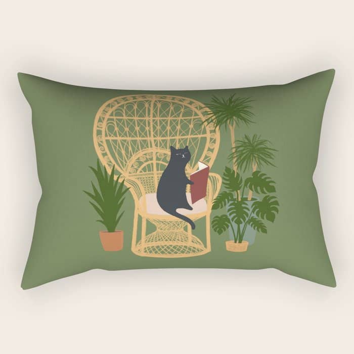 Hidden Cat 51 Private Forest Reading Area Rattan Chair Rectangular Pillow