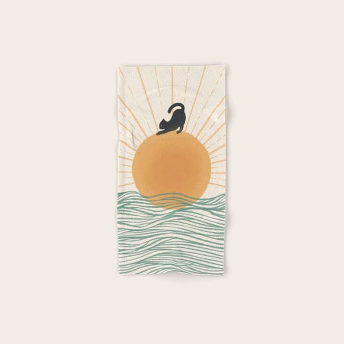 Good Morning Meow 7 Sunny Day Ocean  Bath Towel