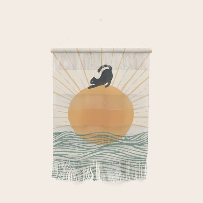 Good Morning Meow 7 Sunny Day Ocean  Wall Hanging