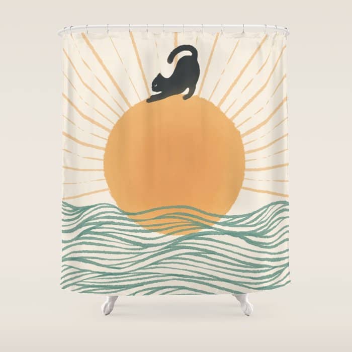 Good Morning Meow 7 Sunny Day Ocean  Shower Curtain