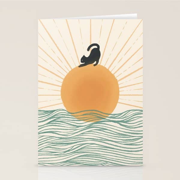 Good Morning Meow 7 Sunny Day Ocean  Stationery Card