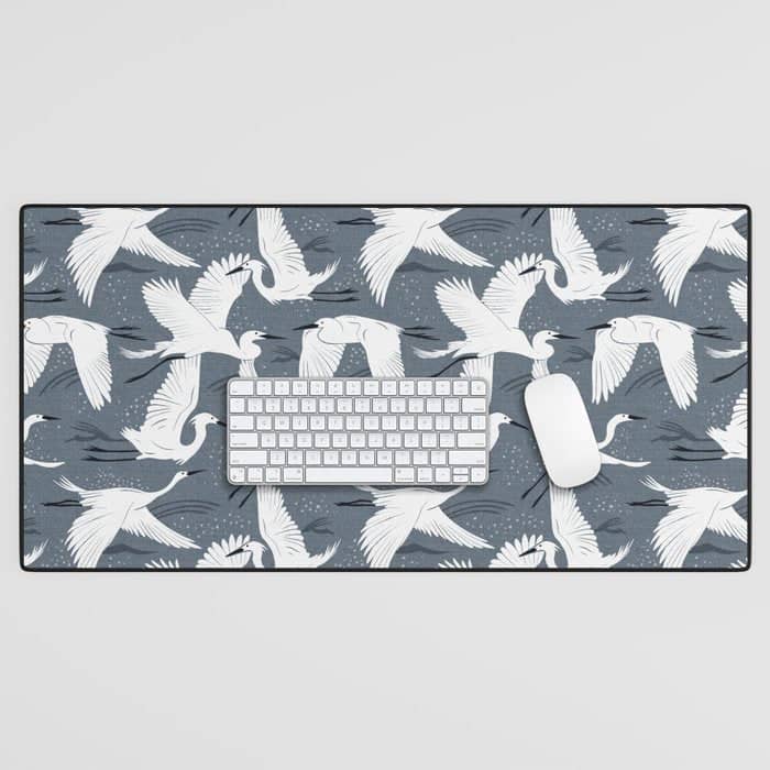 Soaring Wings - Steel Blue Grey Desk Mat