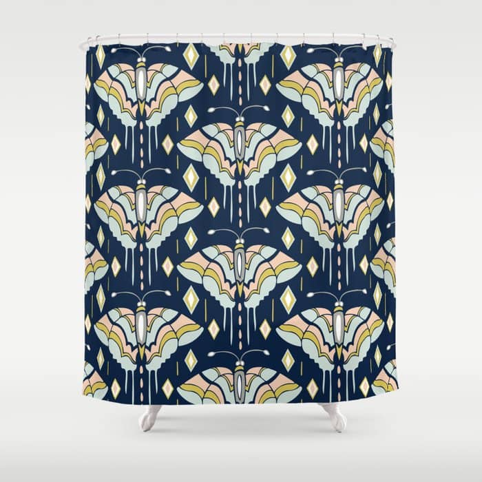 La Maison Des Papillons - Midnight Shower Curtain