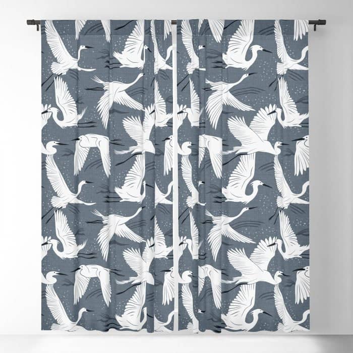 Soaring Wings - Steel Blue Grey Window Curtain