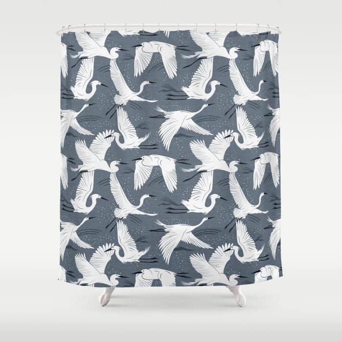 Soaring Wings - Steel Blue Grey Shower Curtain