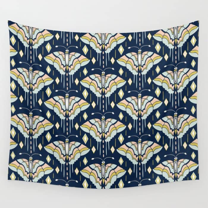 La Maison Des Papillons - Midnight Wall Tapestry