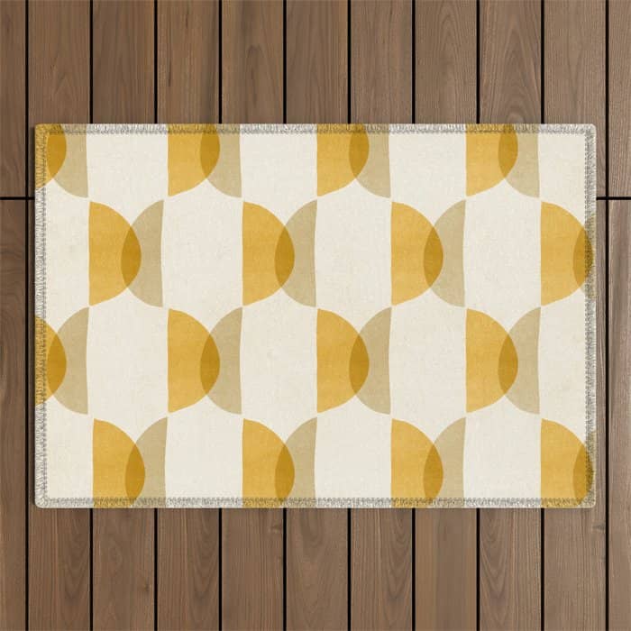 Shape Study In Gold / Geometric Pattern Outdoor Rug