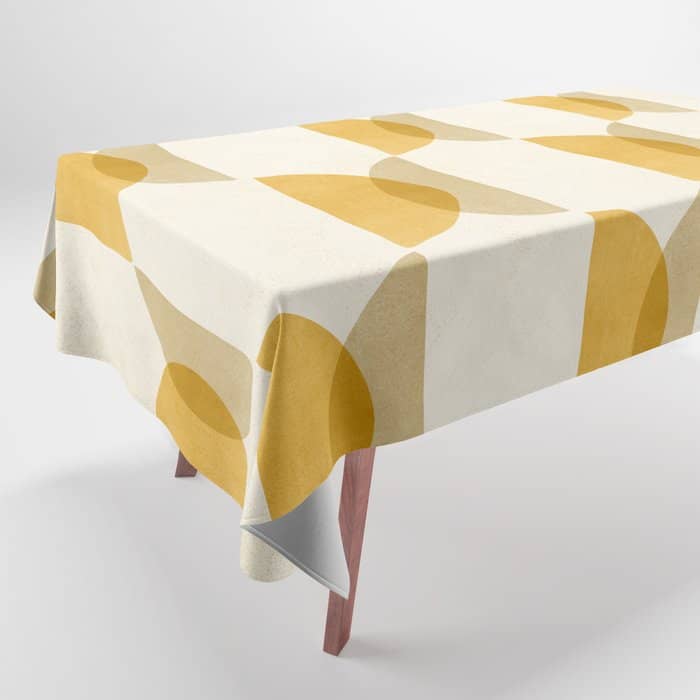 Shape Study In Gold / Geometric Pattern Tablecloth