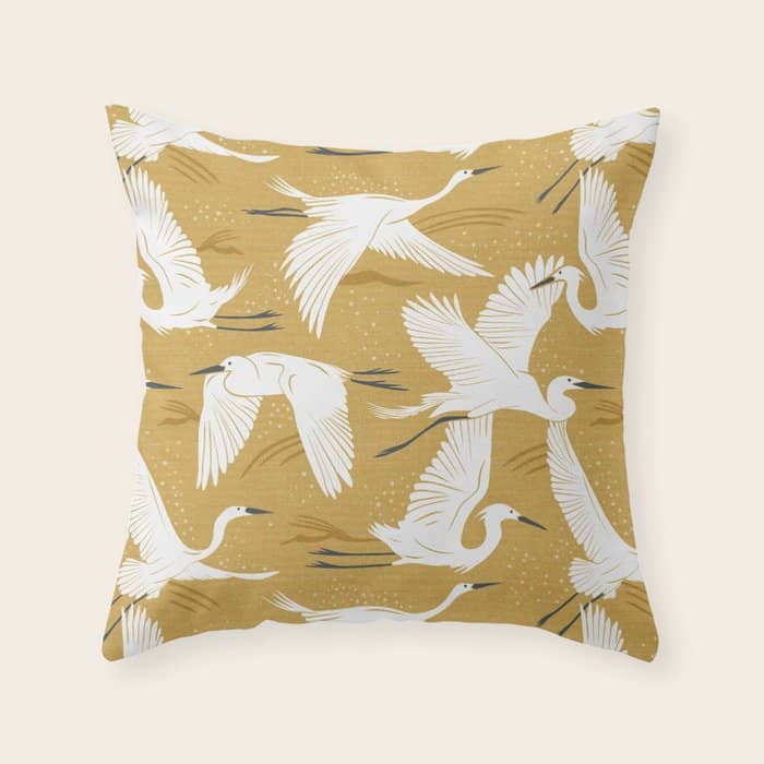 Soaring Wings - Goldenrod Yellow Throw Pillow