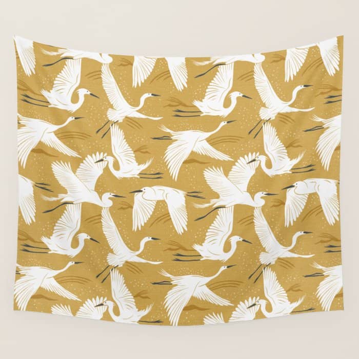 Soaring Wings - Goldenrod Yellow Wall Tapestry