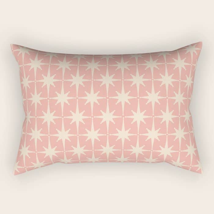 Atomic Age 1950s Retro Starburst Pattern In Cream And Blush Pink  Rectangular Pillow