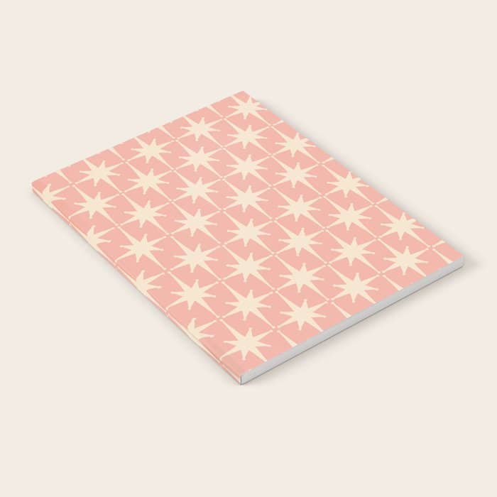 Atomic Age 1950s Retro Starburst Pattern In Cream And Blush Pink  Notebook