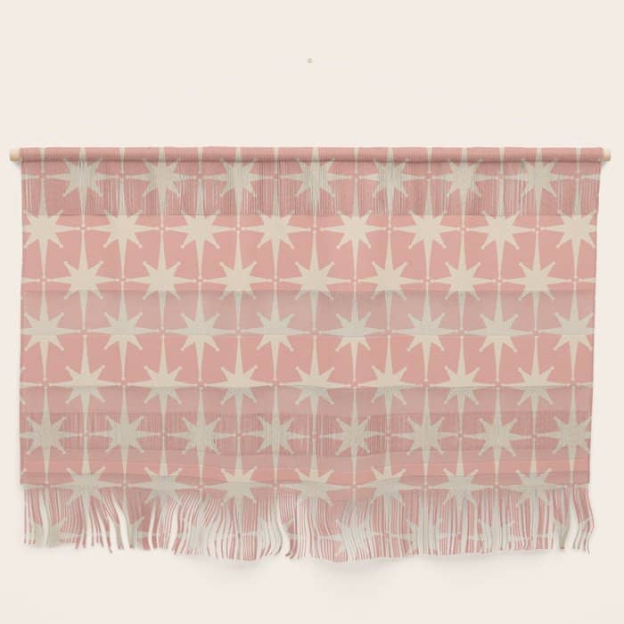Atomic Age 1950s Retro Starburst Pattern In Cream And Blush Pink  Wall Hanging