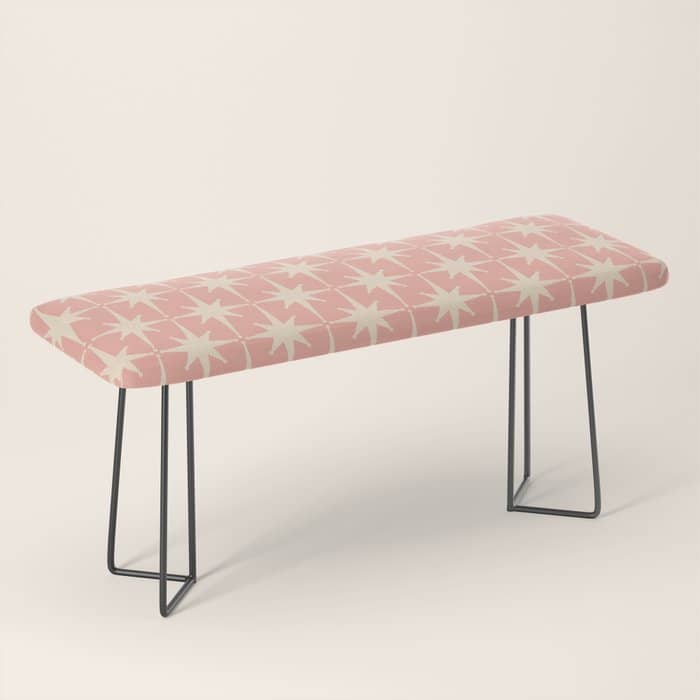 Atomic Age 1950s Retro Starburst Pattern In Cream And Blush Pink  Bench