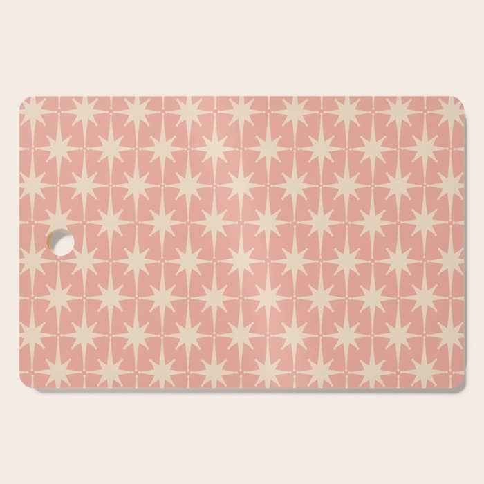 Atomic Age 1950s Retro Starburst Pattern In Cream And Blush Pink  Cutting Board