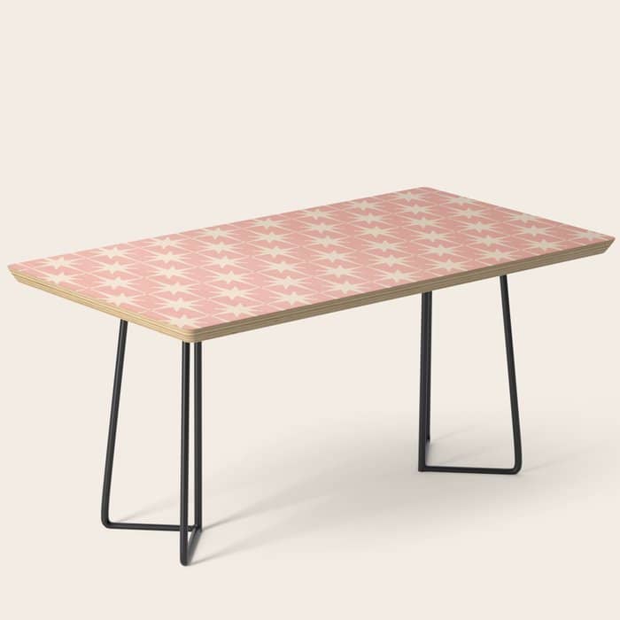 Atomic Age 1950s Retro Starburst Pattern In Cream And Blush Pink  Coffee Table
