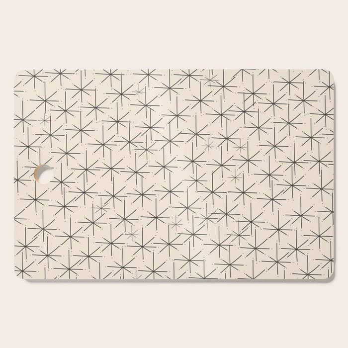 Stella - Atomic Age Mid Century Modern Starburst Pattern In Charcoal Gray And Almond Cream Cutting Board