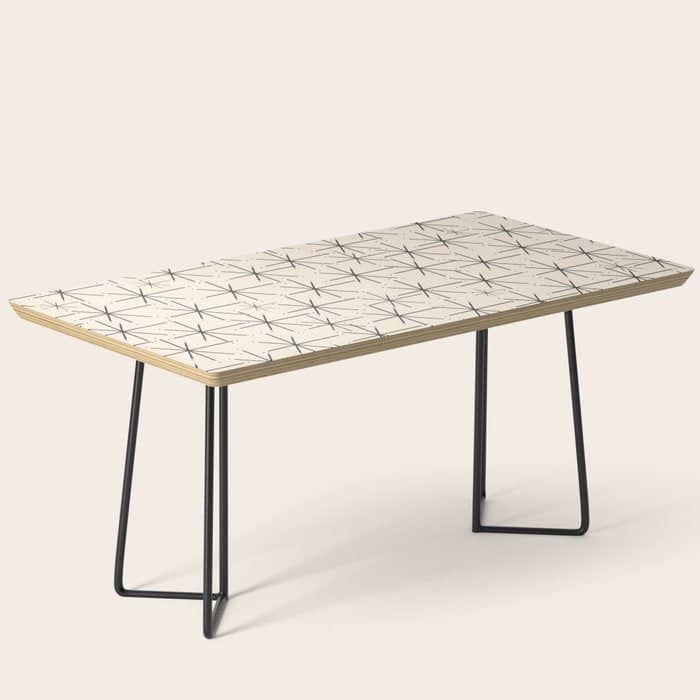 Stella - Atomic Age Mid Century Modern Starburst Pattern In Charcoal Gray And Almond Cream Coffee Table