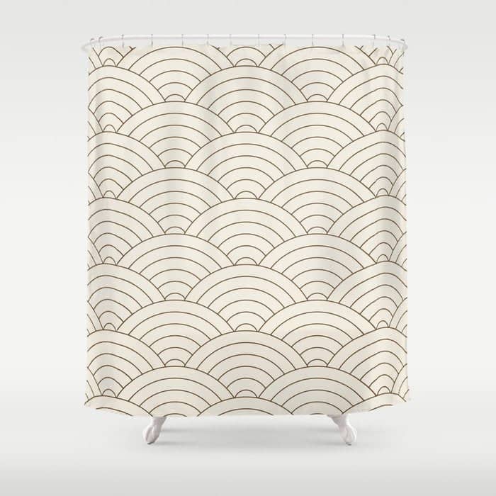 Waves (Cream & Chocolate) Shower Curtain