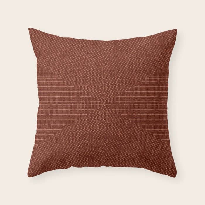 Boho Triangle Stripes - Rust Throw Pillow