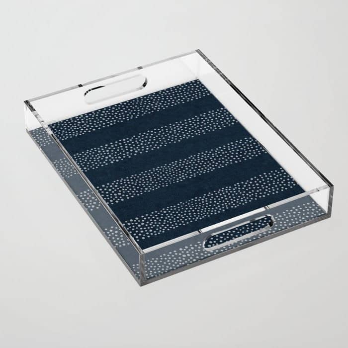Angrand Stipple Stripes - Navy Blue Acrylic Tray