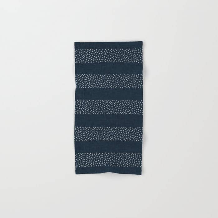 Angrand Stipple Stripes - Navy Blue Bath Towel