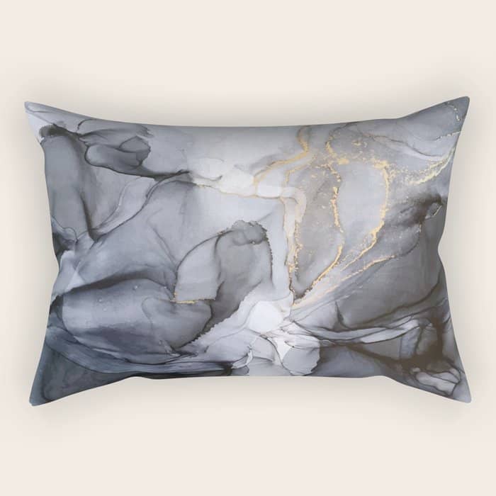 Calm But Dramatic Light Monochromatic Black & Grey Abstract Rectangular Pillow