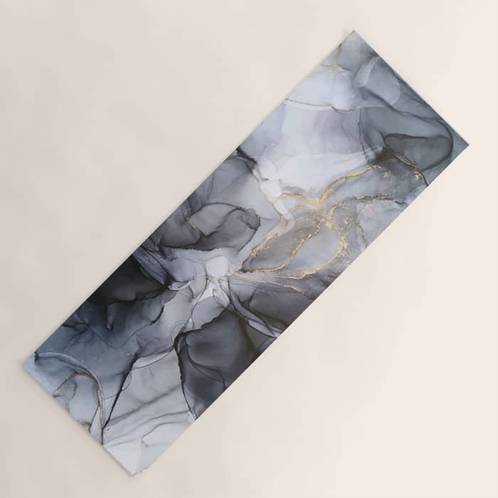 Calm But Dramatic Light Monochromatic Black & Grey Abstract Yoga Mat