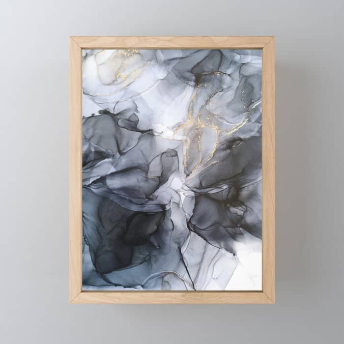 Calm But Dramatic Light Monochromatic Black & Grey Abstract Mini Art Print