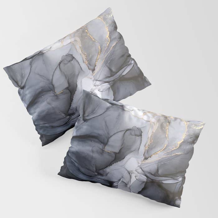 Calm But Dramatic Light Monochromatic Black & Grey Abstract Pillow Sham