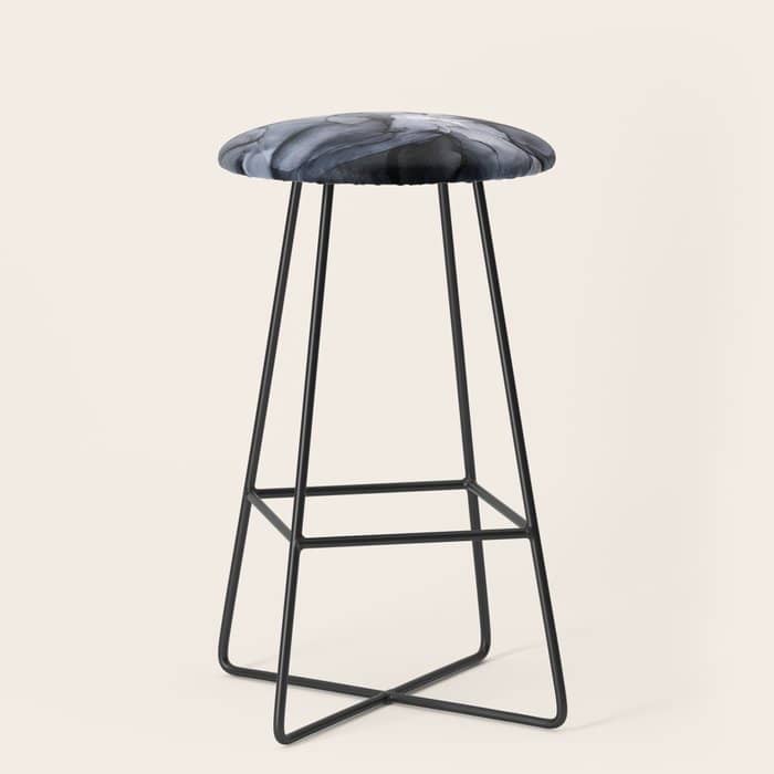 Calm But Dramatic Light Monochromatic Black & Grey Abstract Stool