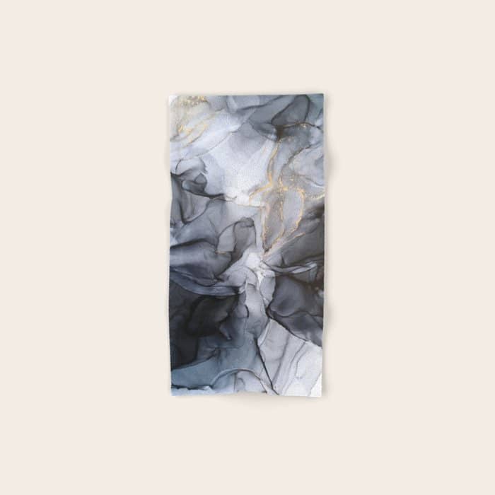 Calm But Dramatic Light Monochromatic Black & Grey Abstract Bath Towel