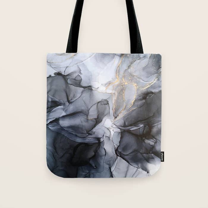 Calm But Dramatic Light Monochromatic Black & Grey Abstract Tote Bag