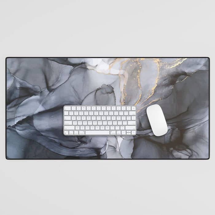 Calm But Dramatic Light Monochromatic Black & Grey Abstract Desk Mat
