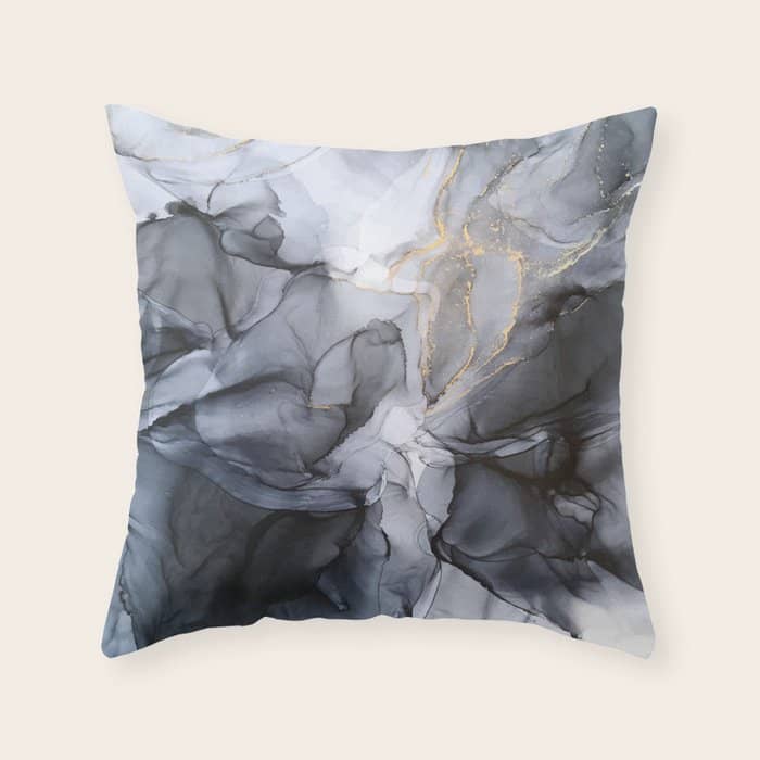 Calm But Dramatic Light Monochromatic Black & Grey Abstract Throw Pillow