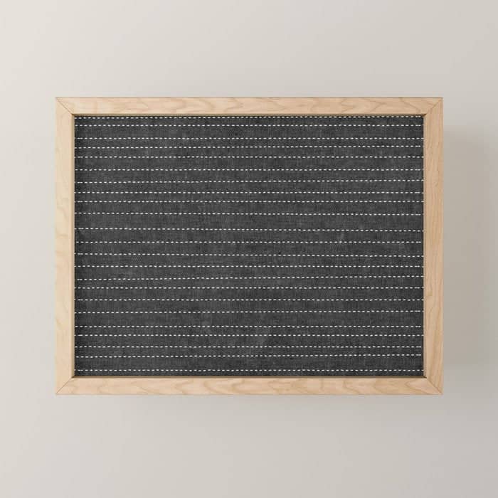 Stitched Stripes - Charcoal Mini Art Print