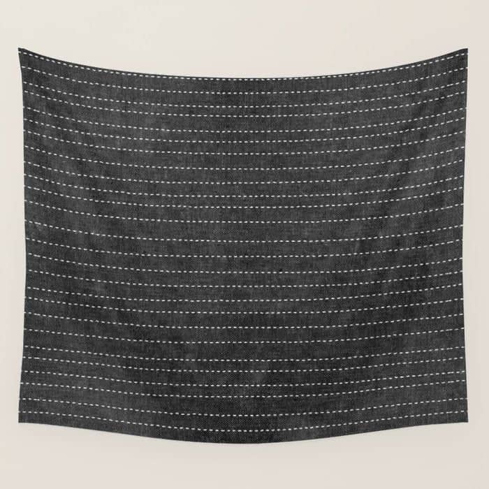 Stitched Stripes - Charcoal Wall Tapestry
