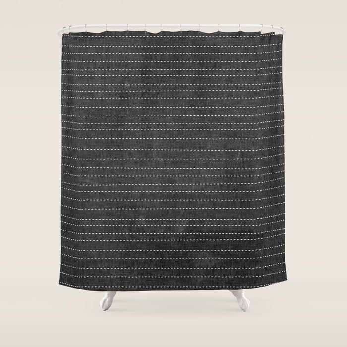 Stitched Stripes - Charcoal Shower Curtain
