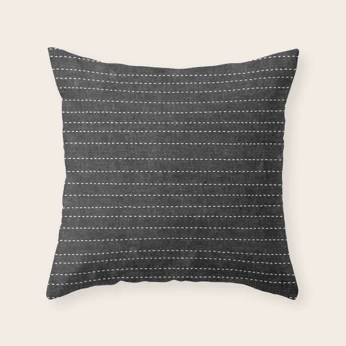 Stitched Stripes - Charcoal Throw Pillow