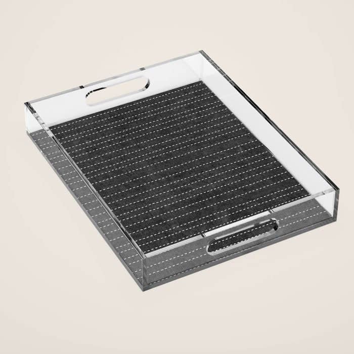 Stitched Stripes - Charcoal Acrylic Tray