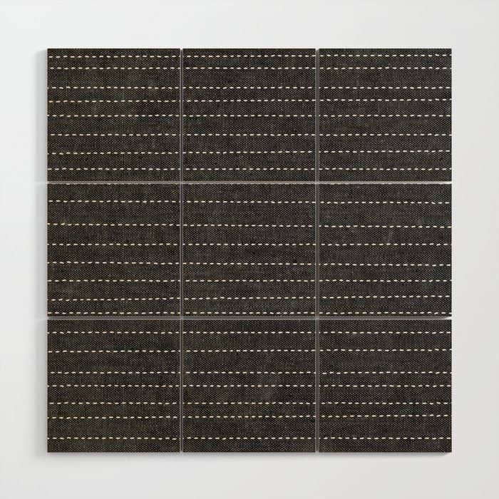 Stitched Stripes - Charcoal Wood Wall Art