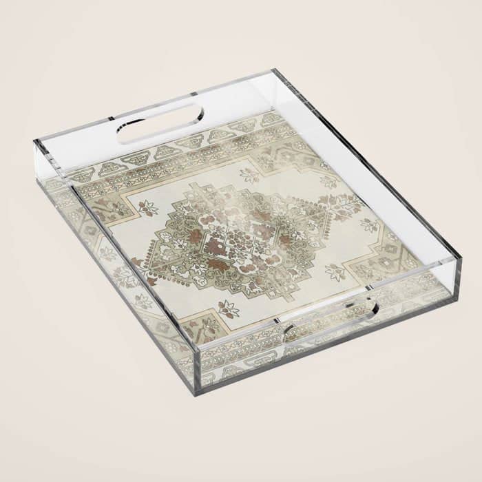 Turkish Floral - Sage & Brown Acrylic Tray