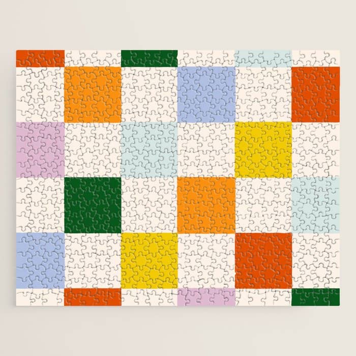 Retro Rainbow Checkerboard  Jigsaw Puzzle